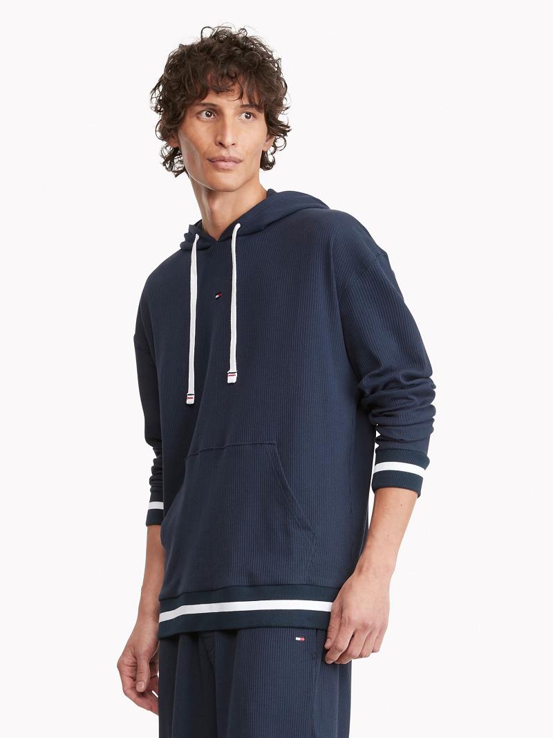 Férfi Tommy Hilfiger Lounge Hoodies Sötétkék | HU 1231RVD